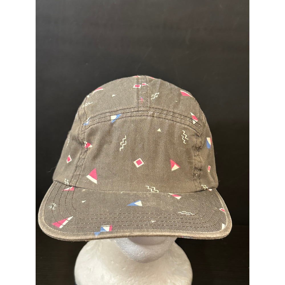 Hollister Mens 5 Panel Camper Hat Gray Geometric Print Adjustable Strapback Cap